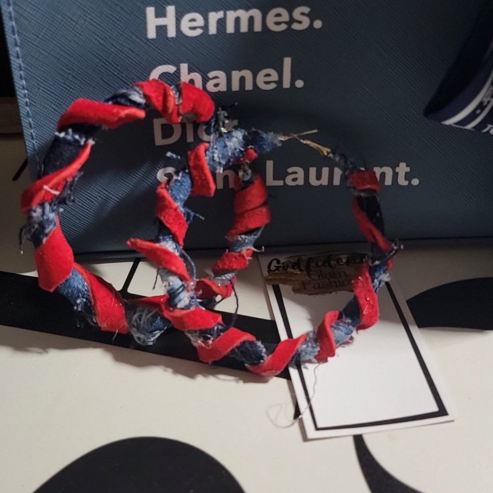 Handmade Glam Denim Hoops